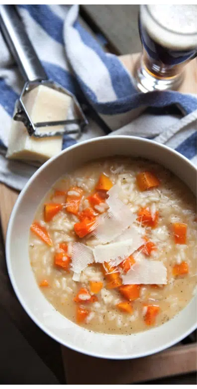 Amberbier-risotto mit Kürbis